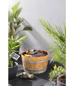 Holz-Weinfasskübel, Rund, Braun -Pflanzenbedarf Geschäft 2505824 WE MO 003 weinfasskuebel 50x30cm