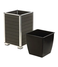 Dehner WPC-Pflanztopf Inkl. Kunststoff-Einsatz, Anthrazit -Pflanzenbedarf Geschäft 3220985 WE DE 002 PolystonePflanztopfinklKunststoffEinsatzanthrazit