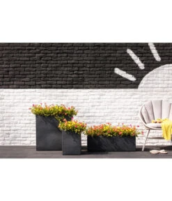 Dehner Kunststoff-Raumtrenner Palermo, Rechteckig, Anthrazit, Ca. B60/H60/T26 Cm -Pflanzenbedarf Geschäft 3728110 3728151 3940756 WE MO 007 KunststoffBlumenkuebelKubusanthrazitBlumentopf