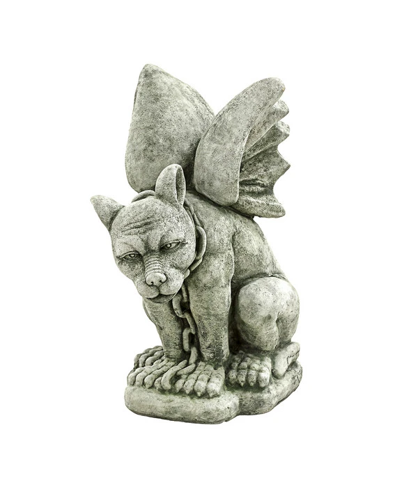 Denscho Stein-Drache Sitzend Mit Kette, 40 X 25 X 48 Cm 3 Denscho Stein-Drache Sitzend Mit Kette, 40 X 25 X 48 Cm