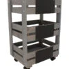 Holz-Trolley Mit 3 Behältern, Grau-braun, Ca. B37,6/H89,4/T28 Cm -Pflanzenbedarf Geschäft 4299194 WE FS 001 Holz Trolleymit3BehaelternHolzkisteKraeuterkisteAufbewahrungskiste