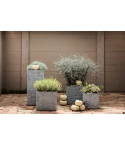 Dehner Leichtbeton-Topf Rock, Quadratisch, Grau -Pflanzenbedarf Geschäft 5157524 WE MO 004 LeichtbetonTopfquadratischrock