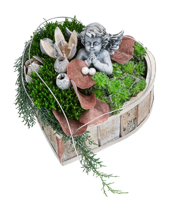 Grabgesteck Im Himmel, Herzförmig, Ca. B25/H25/T25 Cm 3 Grabgesteck Im Himmel, Herzförmig, Ca. B25/H25/T25 Cm