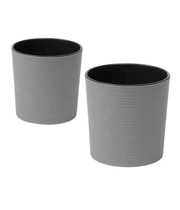 Siena Garden Kunststoff-Topf ECO Lens, Rund, Grau, Ca. Ø30/H30,5 Cm, 2er-Set 3 Siena Garden Kunststoff-Topf ECO Lens, Rund, Grau, Ca. Ø30/H30,5 Cm, 2er-Set