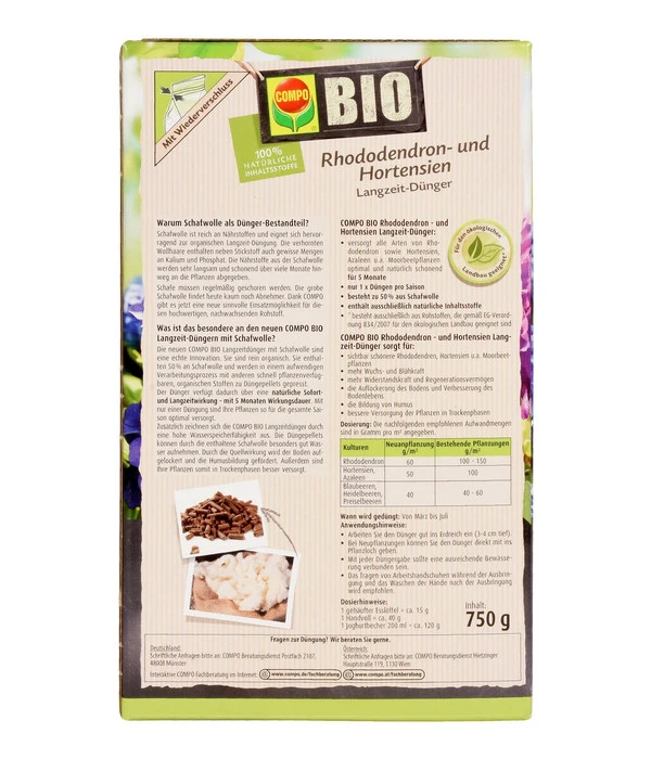 COMPO BIO Rhododendron Und Hortensien Langzeit-Dünger, 750 G 4 COMPO BIO Rhododendron Und Hortensien Langzeit-Dünger, 750 G – Bild 2